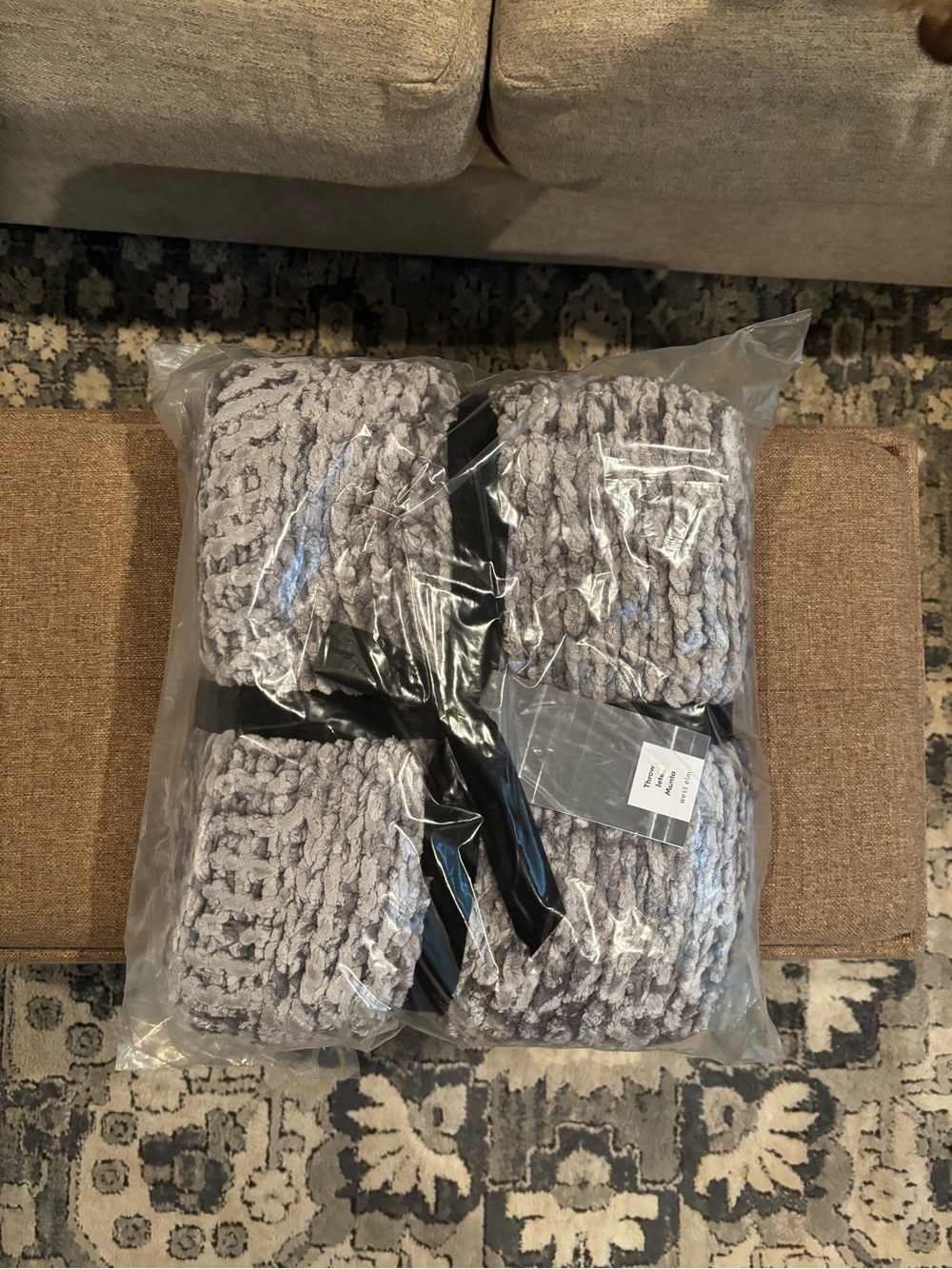 Luxury Chenille Throw, Storm Gray, 50"x60" West Elm New
